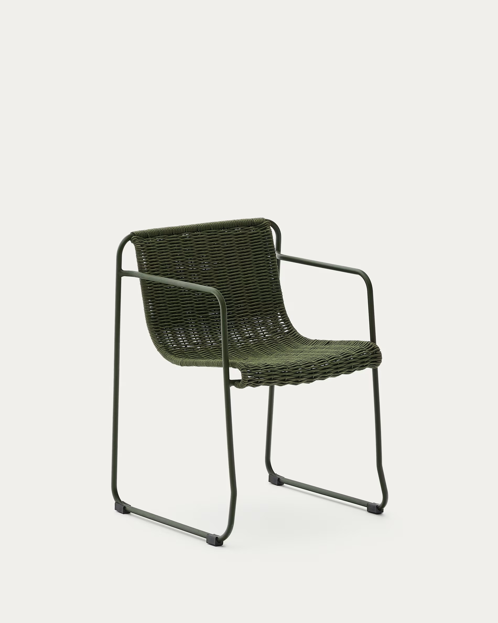 Silla apilable Maurina de acero galvanizado verde y cuerda verde